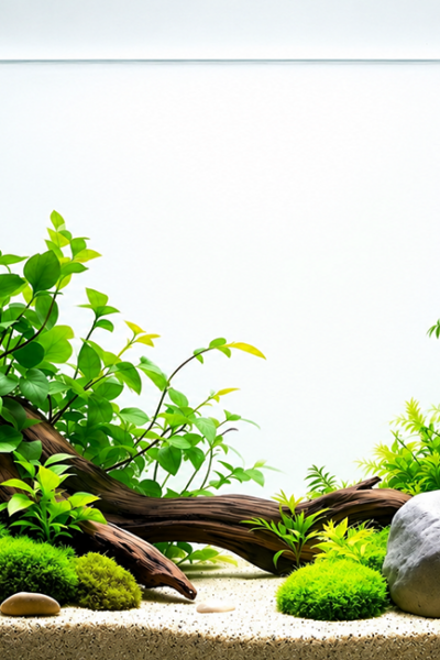 Aquário decorado com diversas plantas aquáticas resistentes e fáceis de cultivar.