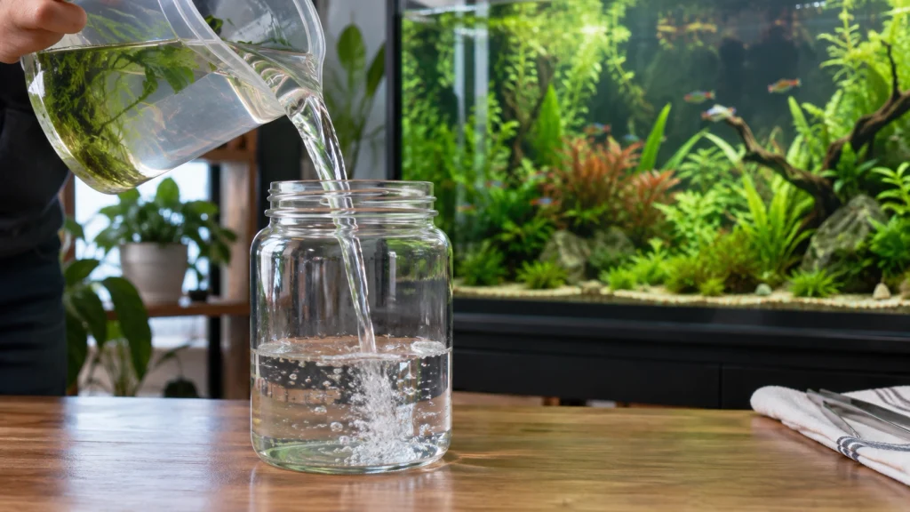 Folha de alface utilizada como fonte de matéria orgânica para produzir infusórios.