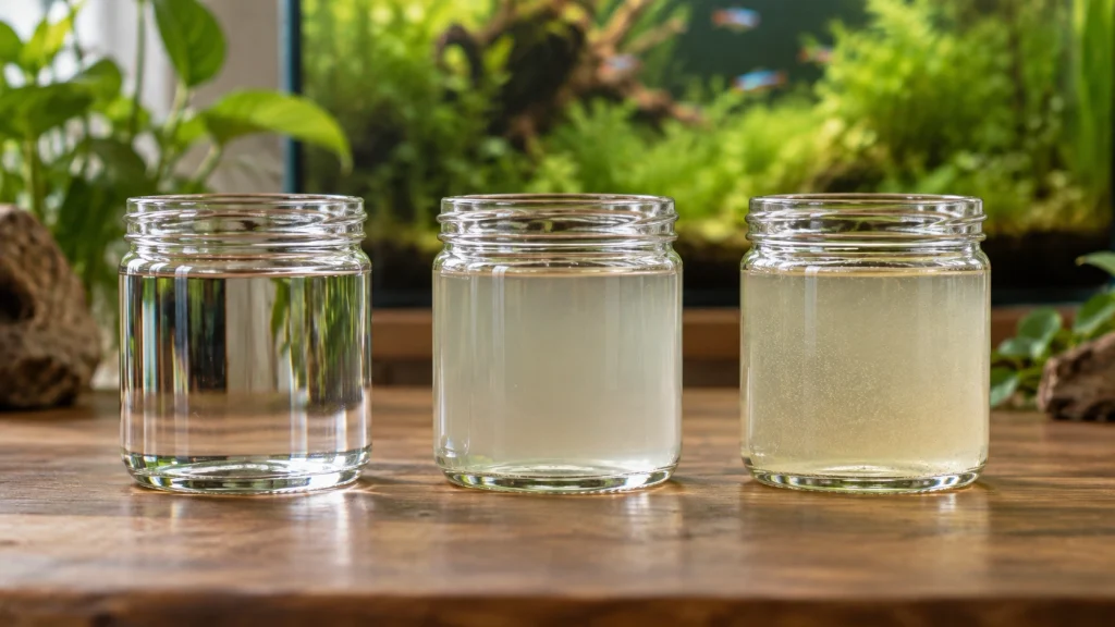 Aquarista coletando infusórios com seringa para oferecer aos filhotes de peixes.