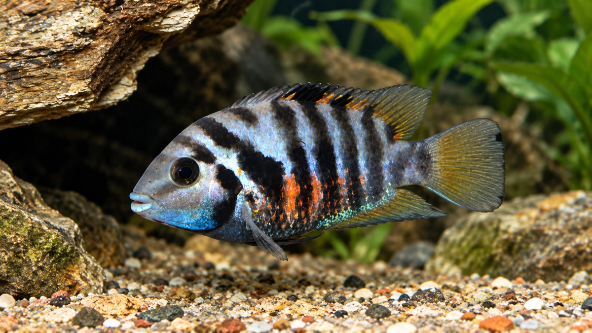 Peixe carnívoro saudável no aquário