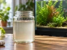 Cultura de infusórios preparada em recipiente com água para alimentar alevinos recém-nascidos.